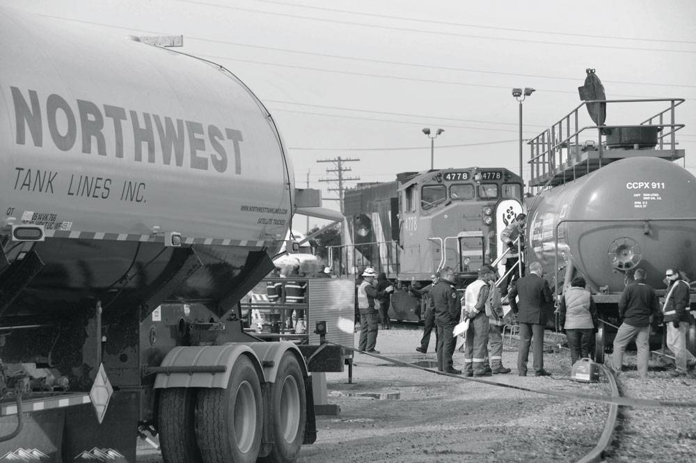 Northwest tanklines truck at railroad